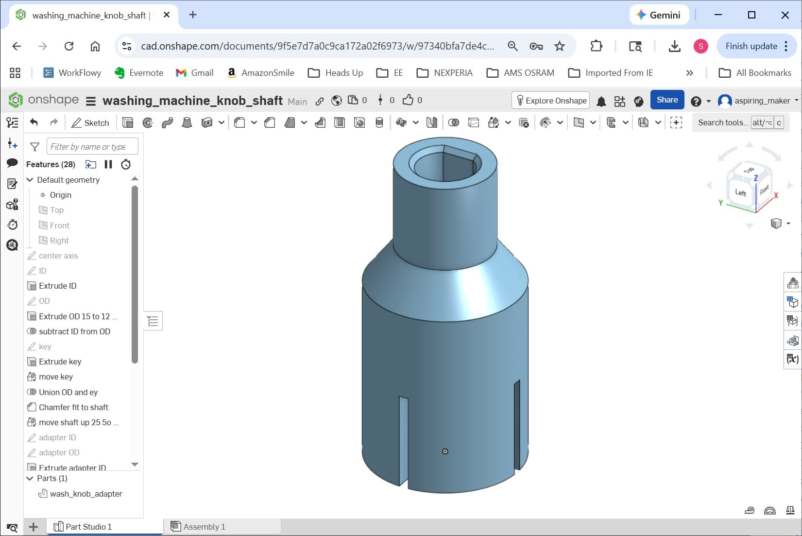 Washing Machine Knob Adapter — aspiring_maker (PRINTABLES)