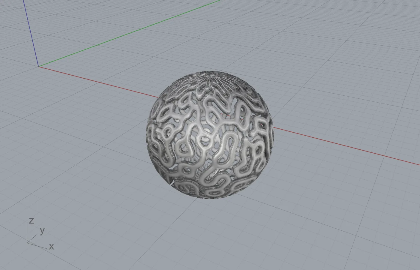 Sphere covered with a reaction-diffusion relief.